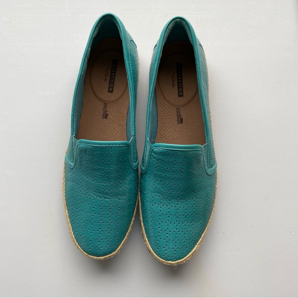 Clarks Slip On Flats Womens Aqua Blue Size 9